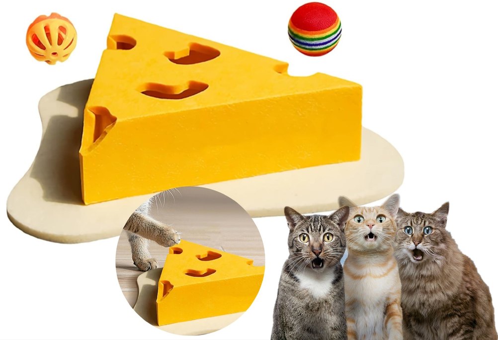 Cat Butler Eğlenceli Peynir dilimi Tasarımlı Kedi Oyuncağı - Görsel 5