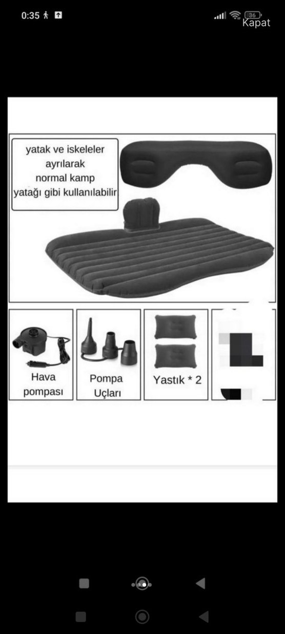 Şişme Araba Koltuğu pompa ve 2 yastık dahil - Görsel 2