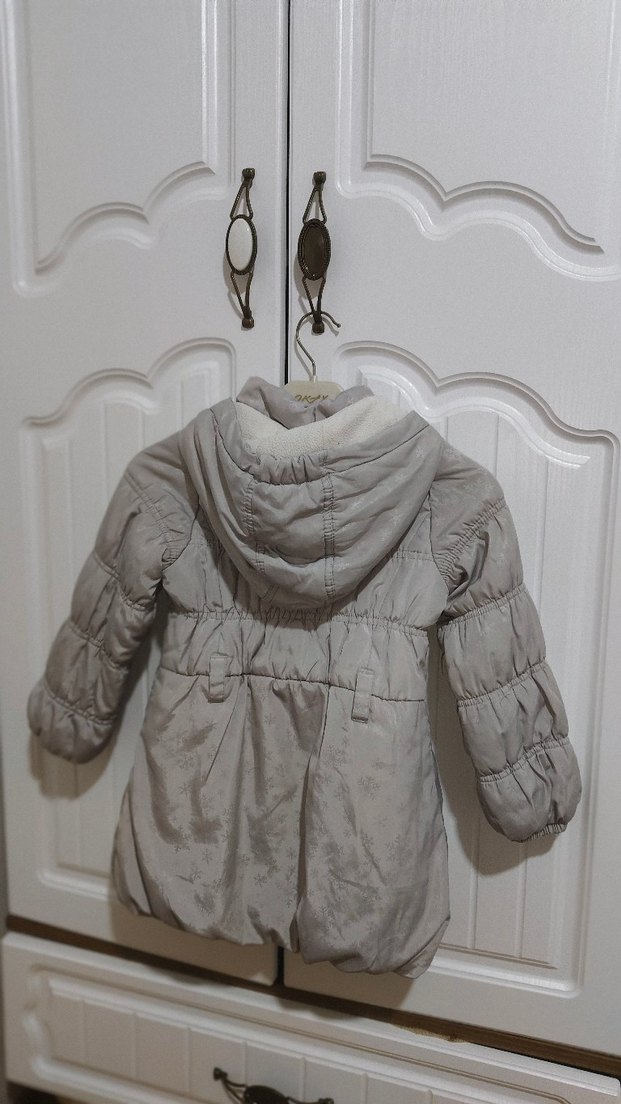 Düğmeli Gri Kız Çocuk Kaban - Görsel 2