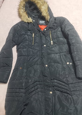 Siyah Kürklü Uzun Kadın Kış Montu - Görsel 2