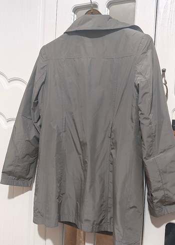 Düğmeli Gri Kadın Trençkot - Görsel 3