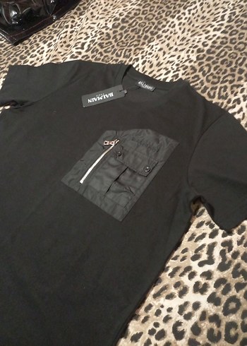 Deri Cepli Siyah  Tişört - Görsel 2