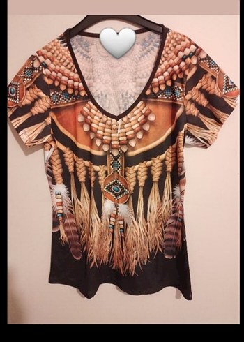 Kısa Kollu Bohem Etnik Desenli Bluz 40 42 beden uyumlu sıfır - Görsel 7