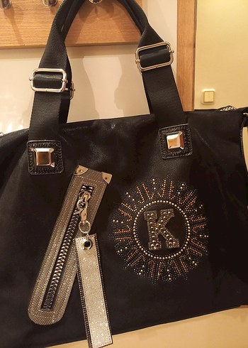 Tokalı Siyah Deri Biker Kadın Çantası - Görsel 2