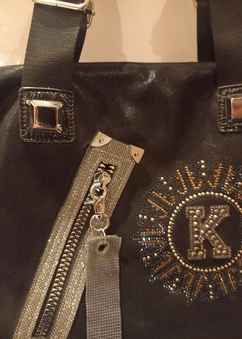 Tokalı Siyah Deri Biker Kadın Çantası - Görsel 5