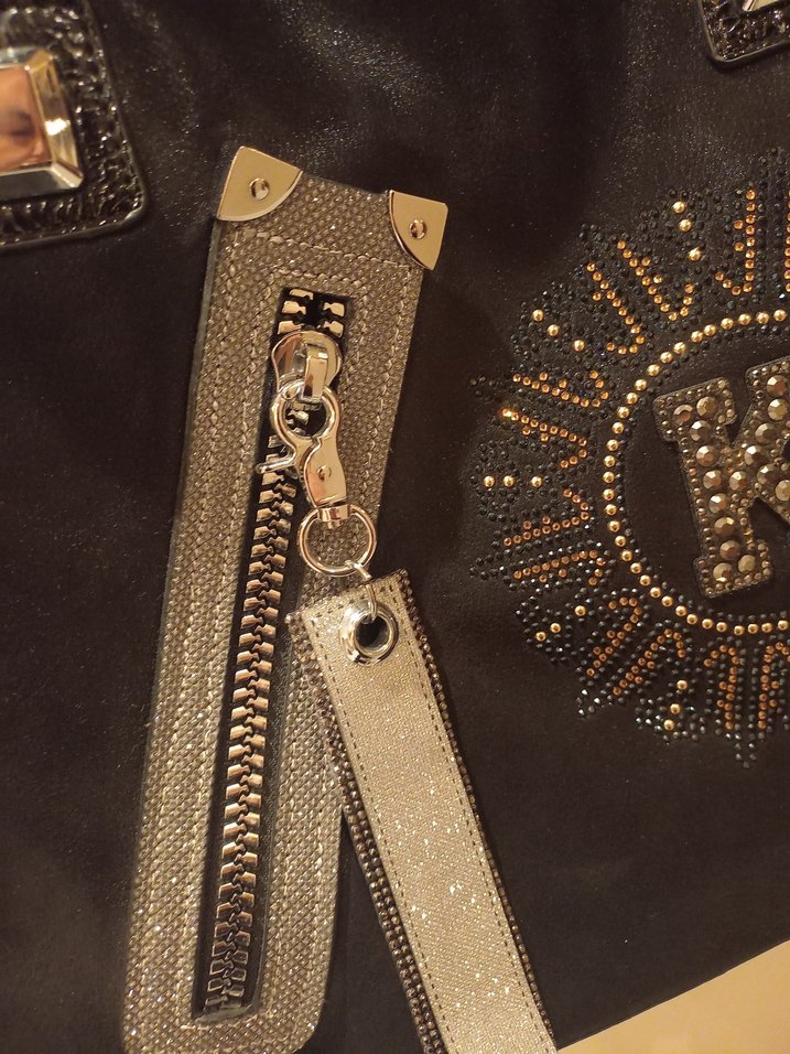 Tokalı Siyah Deri Biker Kadın Çantası - Görsel 3