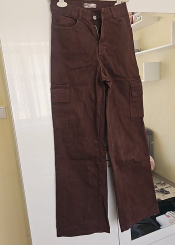 Kahverengi Kadın Süet Bol Kesim Pantolon