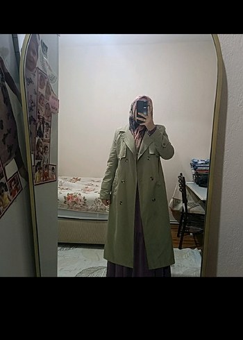 44 Beden Bej Uzun Kadın Trençkot