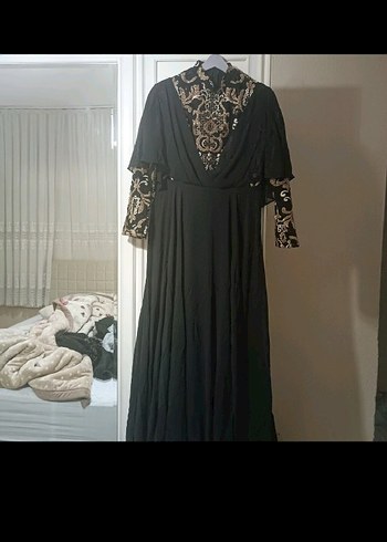 Siyah Uzun Kollu Gotik Abiye Elbise