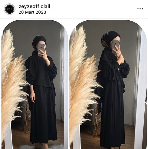 Siyah pelerinli tesettür ikili takım