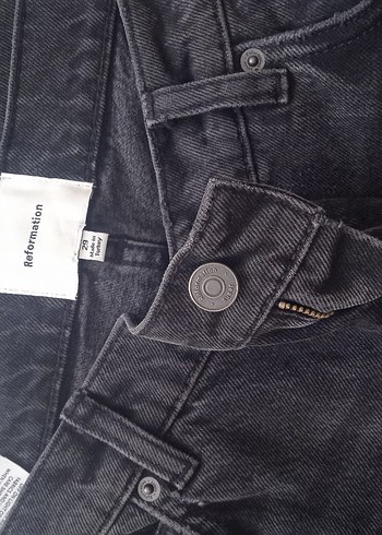 Reformation Gri Midi Boy Denim Pantolon