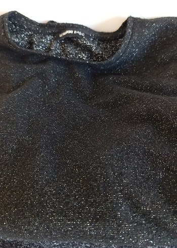 Parlak Gri Simli Kadın Kumaş kazak - Görsel 3