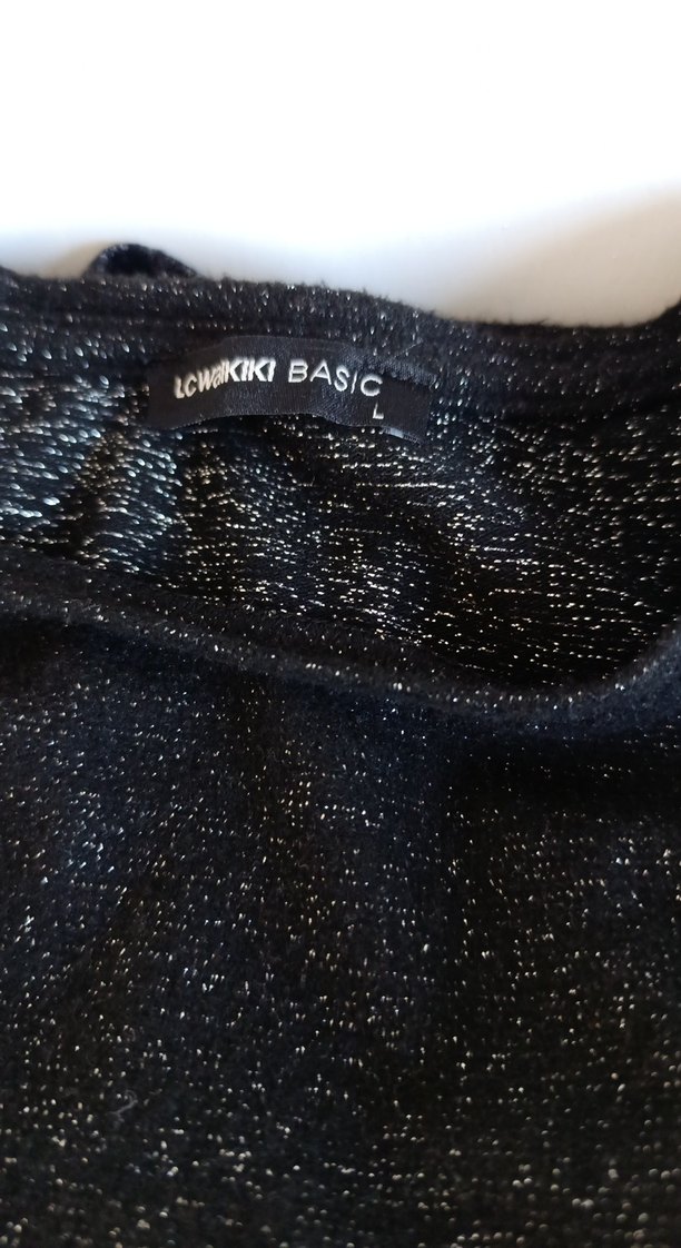 Parlak Gri Simli Kadın Kumaş kazak - Görsel 2