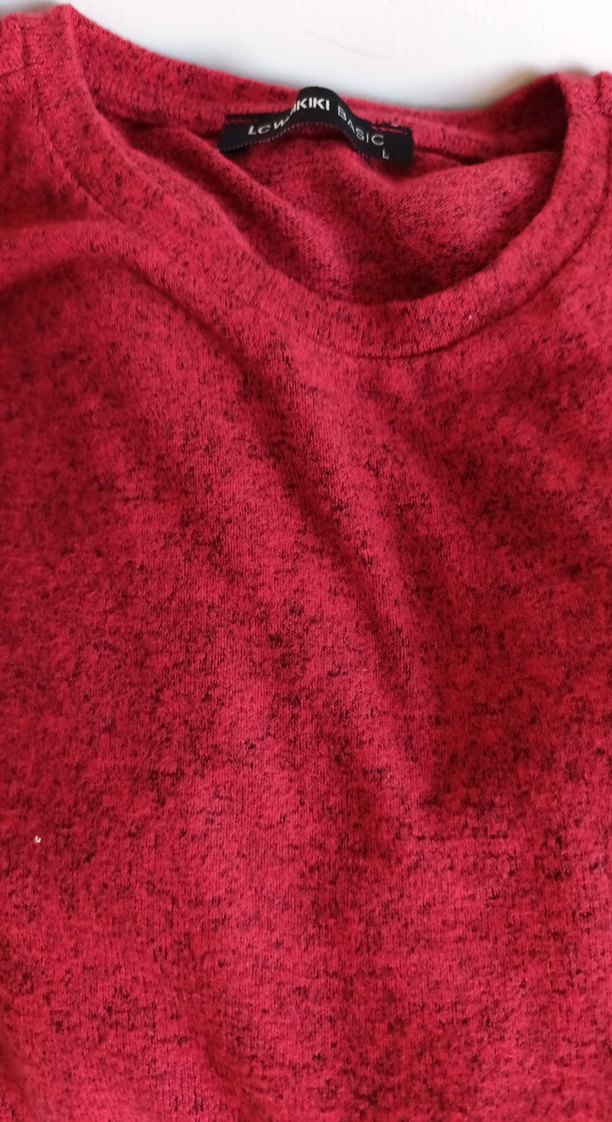 Koyu Kırmızı Kadın Basic Sweatshirt - Görsel 2