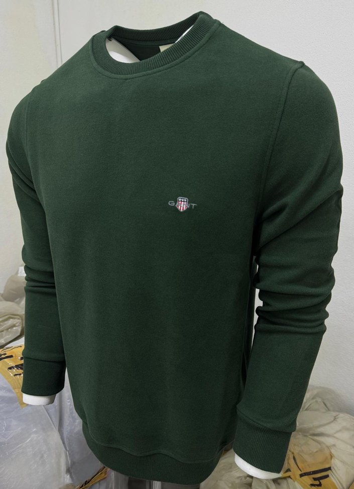 Erkek Siyah Bisiklet Yaka Selanik kumaş Sweatshirt - Görsel 2