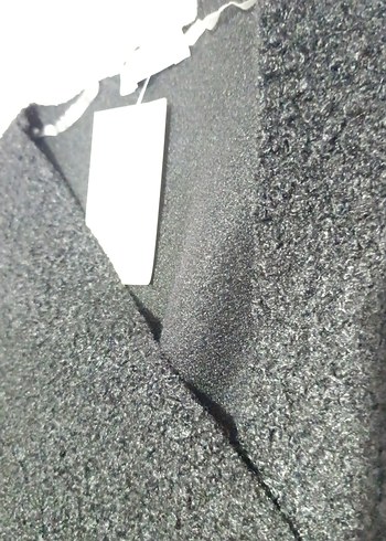 Kuşaklı Siyah Kısa Yün Kadın Kaban - Görsel 2