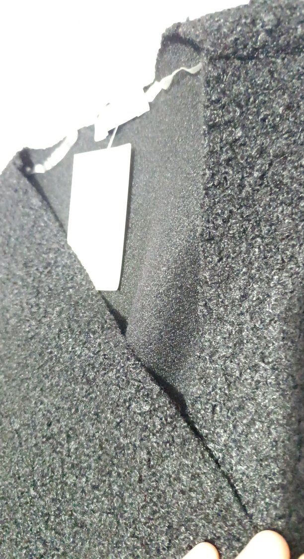 Kuşaklı Siyah Kısa Yün Kadın Kaban - Görsel 2