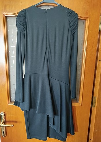 m Beden Uzun Kollu Drapeli Siyah Gotik Elbise