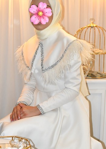 Uzun Beyaz Drape Detaylı Kadın Abiye Elbise - Görsel 4