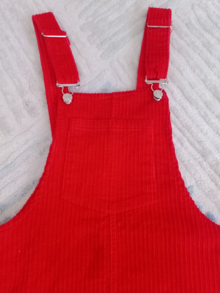 Kırmızı Kadın Kısa Salopet Elbise - Görsel 2