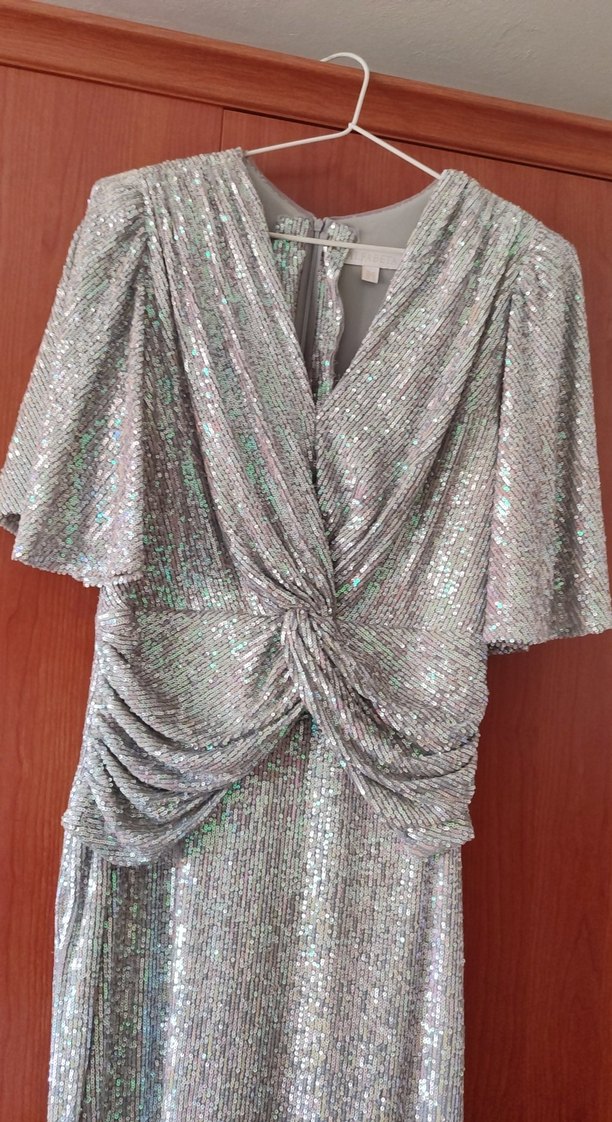 Gri Drapeli Uzun Abiye Elbise - Görsel 2