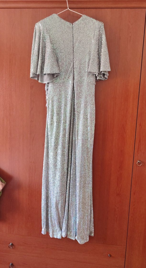 Gri Drapeli Uzun Abiye Elbise - Görsel 3