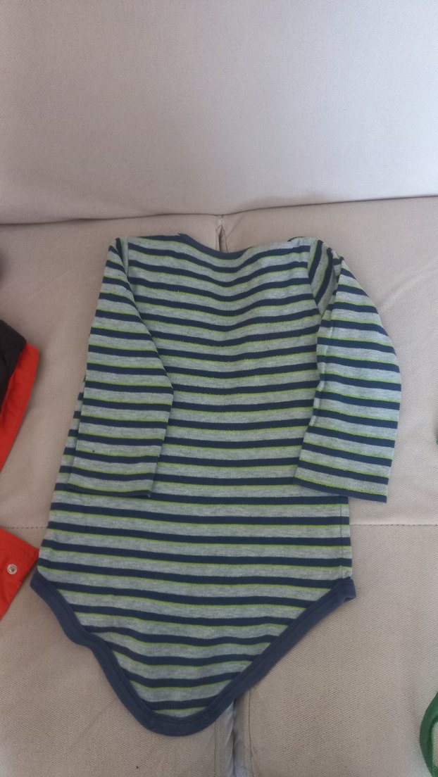 Gri Çizgili Uzun Kollu Bebek Body - Görsel 2