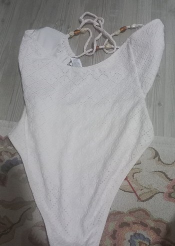 Beyaz Dantel Detaylı Bohem Kadın Mayo - Görsel 2