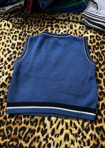 Lacivert V Yaka Örme Kadın Süveter - Görsel 2