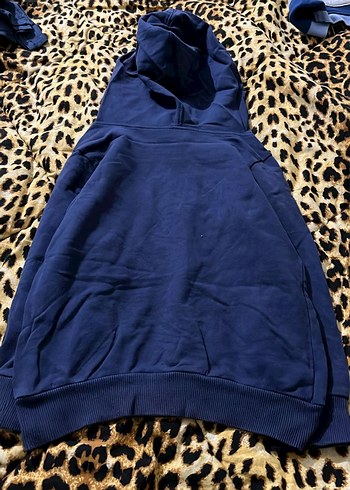 Kapüşonlu, Fermuarlı Mavi Sweatshirt - Görsel 2