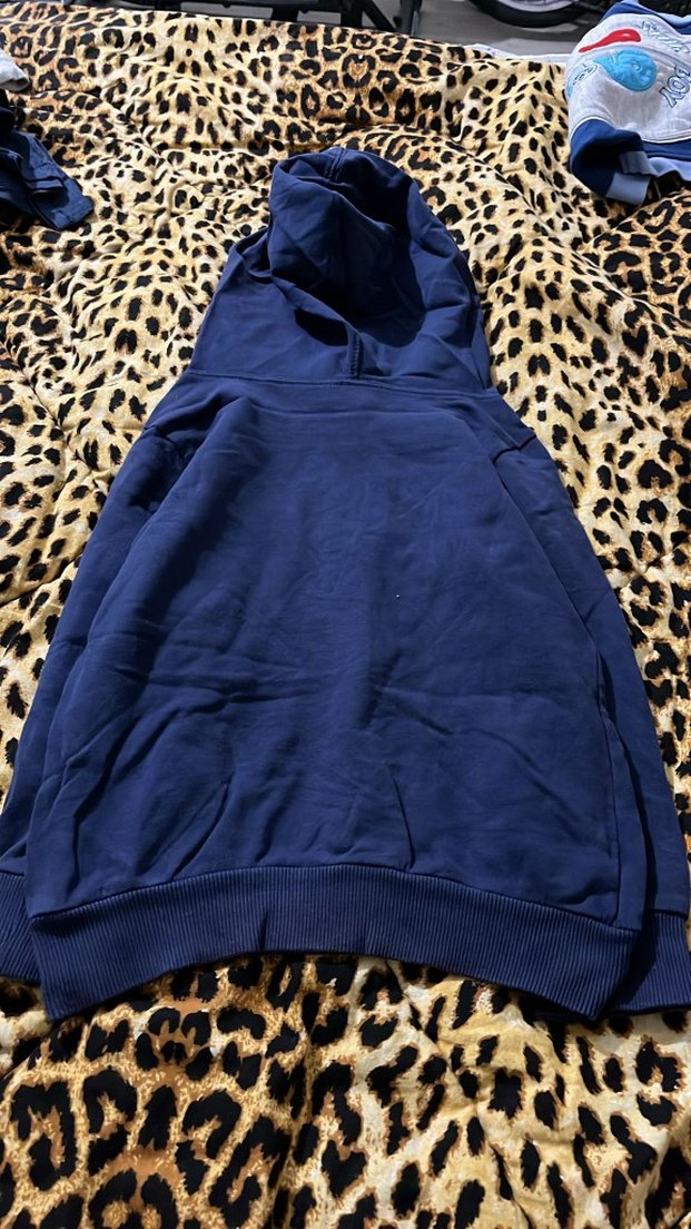 Kapüşonlu, Fermuarlı Mavi Sweatshirt - Görsel 2