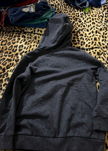 Erkek Çocuk Gri Kapüşonlu Fermuarlı Sweatshirt - Görsel 2