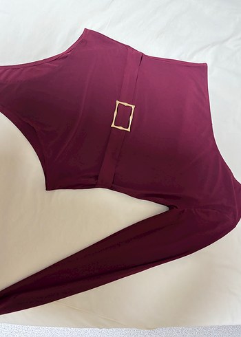 Bordo Kemerli Kadın Mayo - Görsel 2