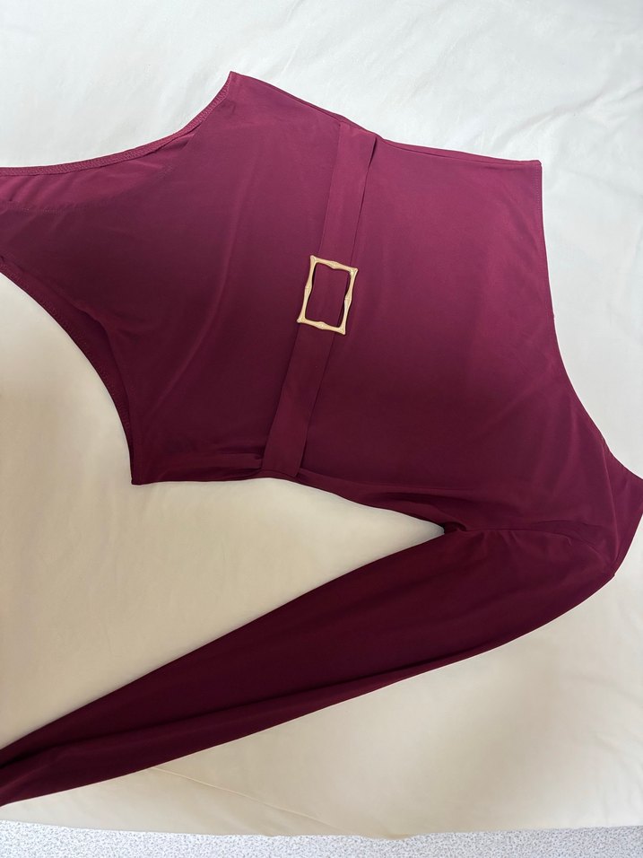 Bordo Kemerli Kadın Mayo - Görsel 2