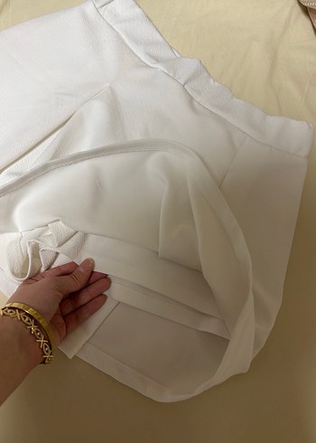 Beyaz Pilili Midi Kadın Etek - Görsel 4