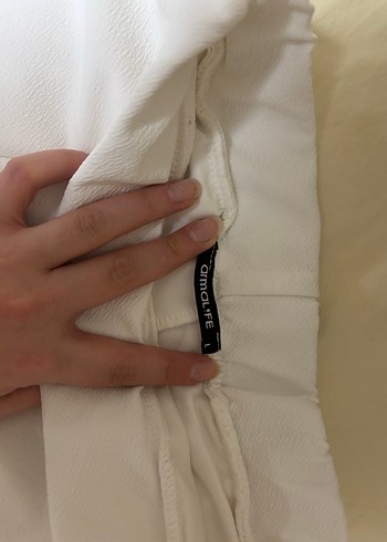 Beyaz Pilili Midi Kadın Etek - Görsel 2