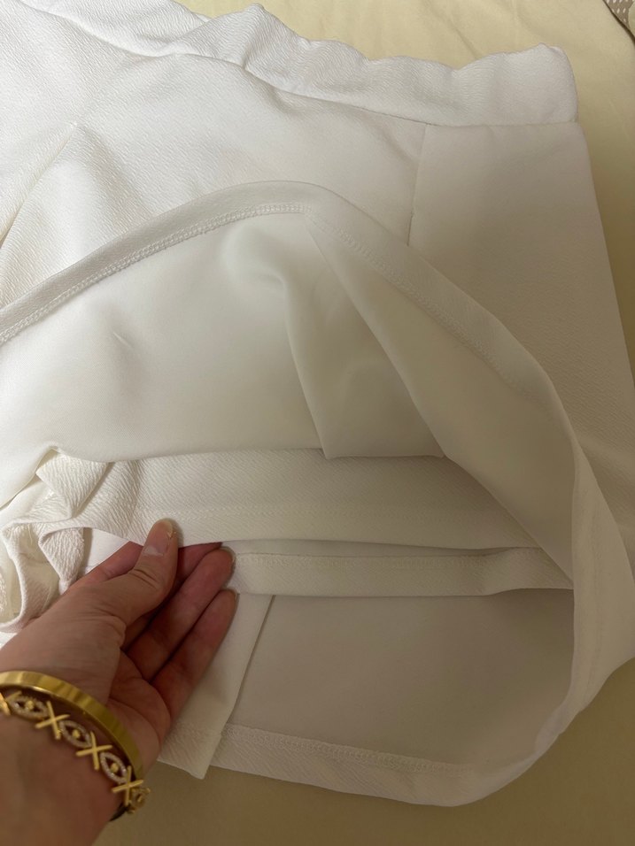 Beyaz Pilili Midi Kadın Etek - Görsel 3