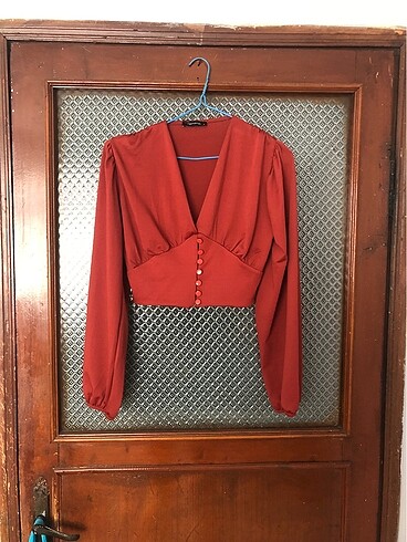 Trendyol milla kiremit düğme detaylı örme buluz