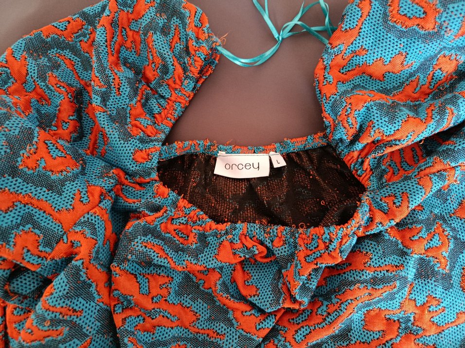 Bohem Tarzı Turkuaz Yılan Desenli Bluz - Görsel 2