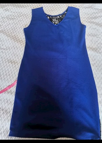 Dantel Detaylı Lacivert V Yaka Midi Elbise - Görsel 4