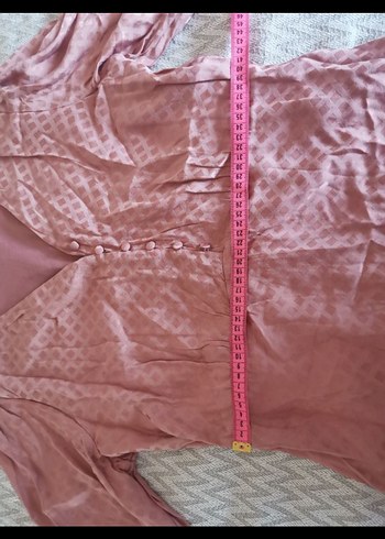 Pembe Midi Vintage Bohem Elbise - Görsel 4