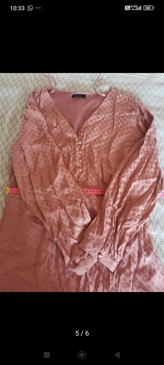 Pembe Midi Vintage Bohem Elbise - Görsel 5