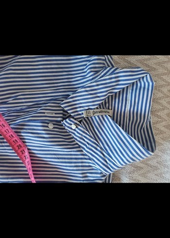 Düğmeli Uzun Kollarsız Mavi Gömlek - Görsel 5