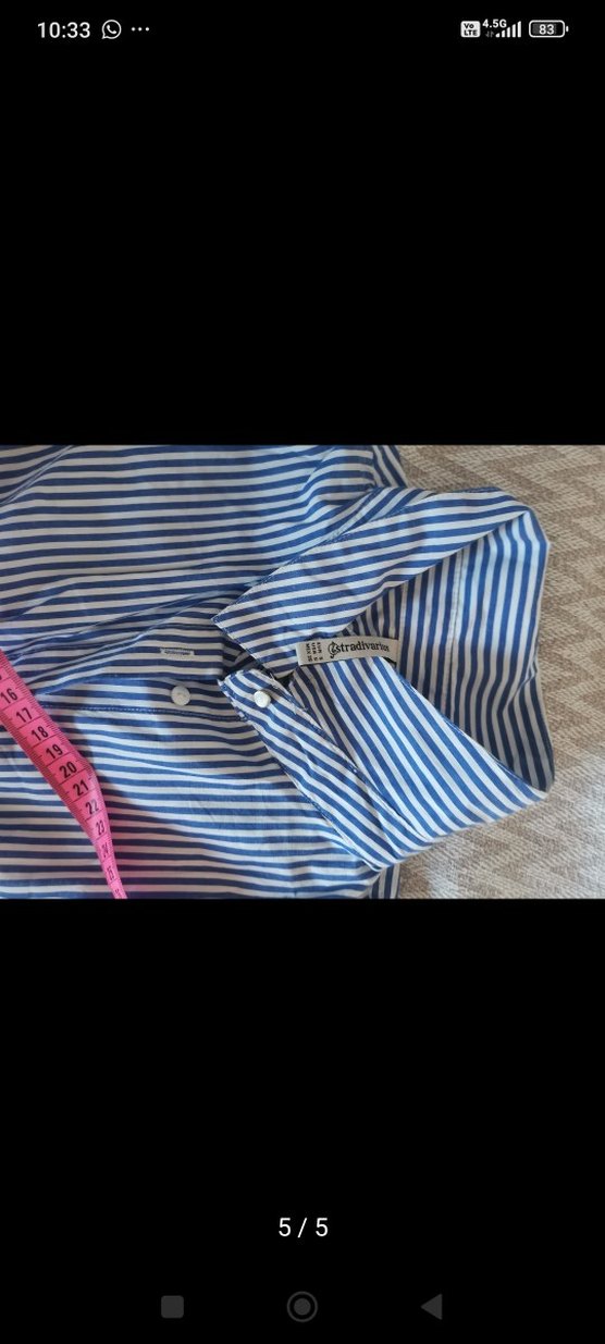 Düğmeli Uzun Kollarsız Mavi Gömlek - Görsel 5