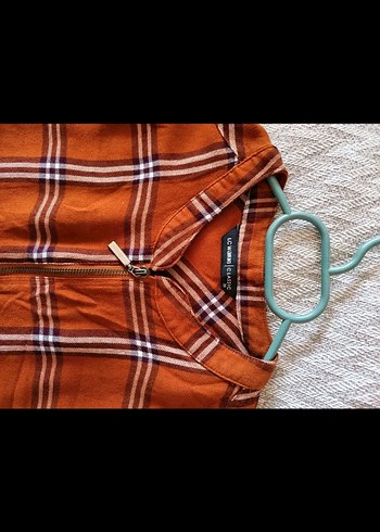 Düğmeli Kısa Kollu Kahverengi Ekose Gömlek - Görsel 5