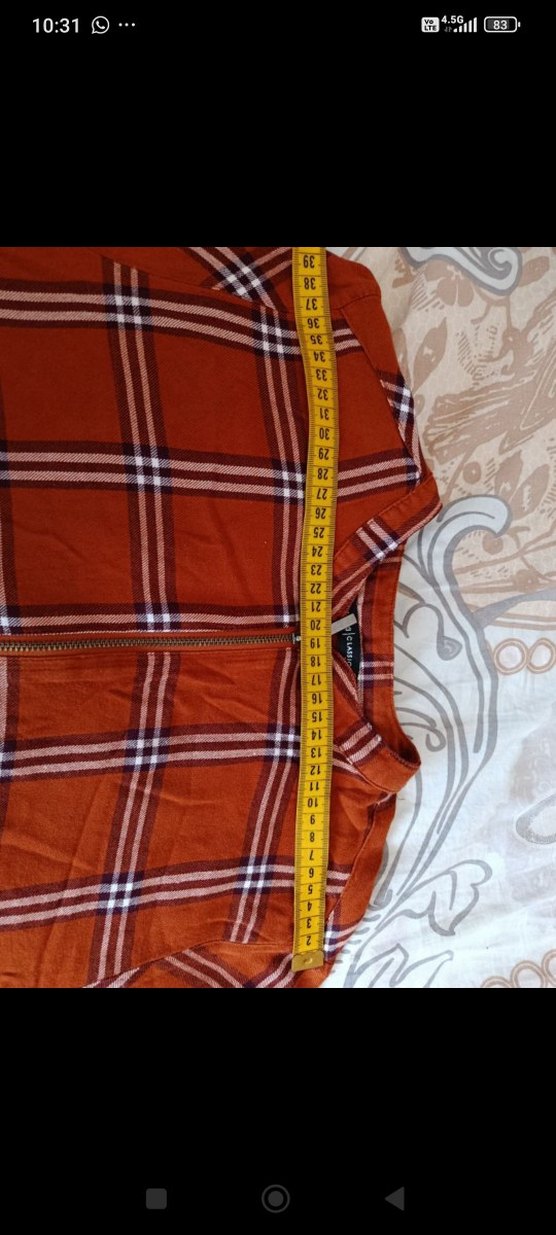 Düğmeli Kısa Kollu Kahverengi Ekose Gömlek - Görsel 3