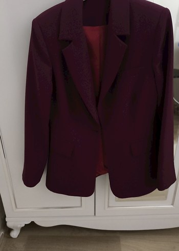 Bordo Düğmeli Kadın Blazer Ceket