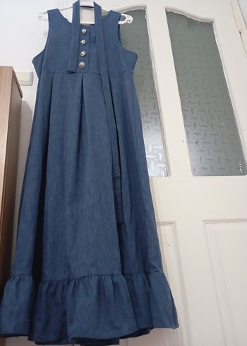 Düğmeli Lacivert jile  elbise - Görsel 11