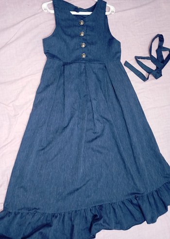 Düğmeli Lacivert jile  elbise - Görsel 9