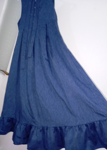 Düğmeli Lacivert jile  elbise - Görsel 7